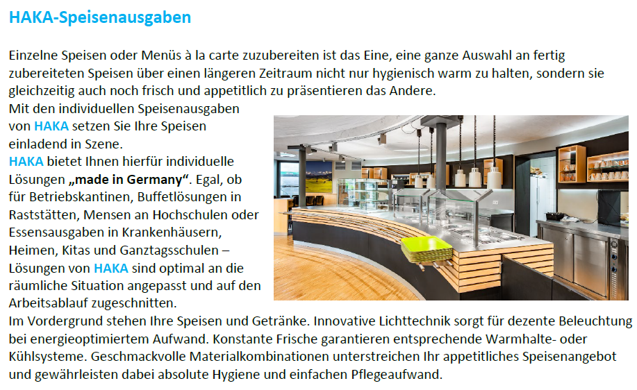 HAKA-Speisenausgaben